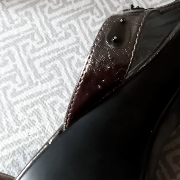 Coconuts flip flop sander pewter 8 medium silver 3"heel floral design on strap - Picture 9 of 9